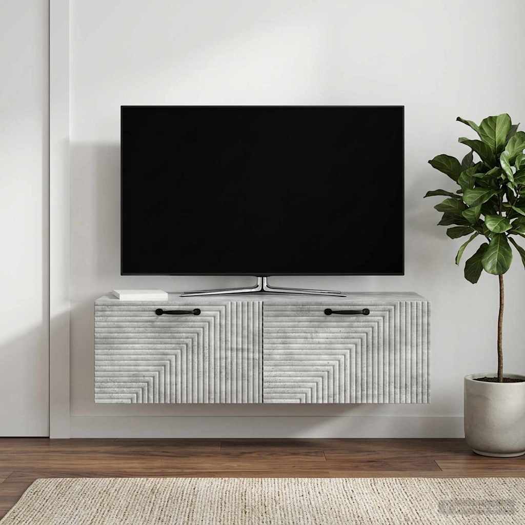 vidaXL Wall-Mounted TV Cabinet Concrete Grey 98 x 41 x 30 cm 4