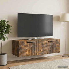 vidaXL Wall-Mounted TV Cabinet Wall-mounted Smoked Oak 98 x 41 x 30 cm 4