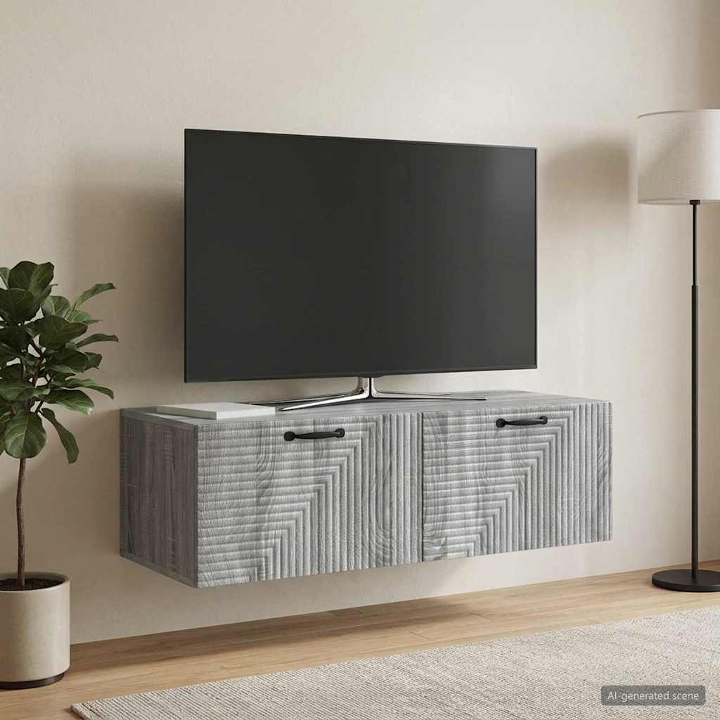 vidaXL Wall-Mounted TV Cabinet 98 x 41 x 30 cm Grey Sonoma 1