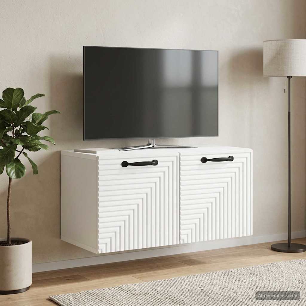 vidaXL Wall-Mounted TV Cabinet White 59.5 x 31 x 30 cm Engineered Wood 1