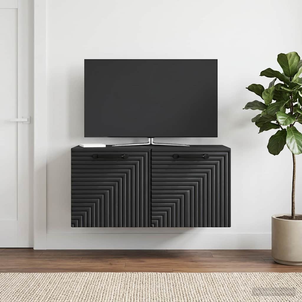 vidaXL Wall-Mounted TV Cabinet Black 59.5 x 31 x 30 cm Engineered Wood 1