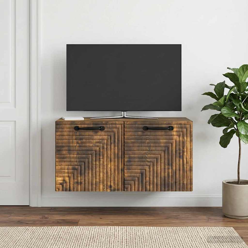 vidaXL Wall-Mounted TV Cabinet Smoked Oak 59.5 x 31 x 30 cm 4