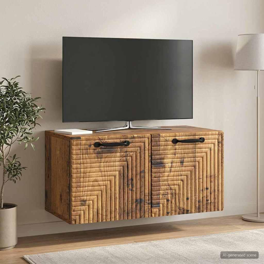 vidaXL Wall-Mounted TV Cabinet Wall-mounted Old Wood 59.5 x 31 x 30 cm 1