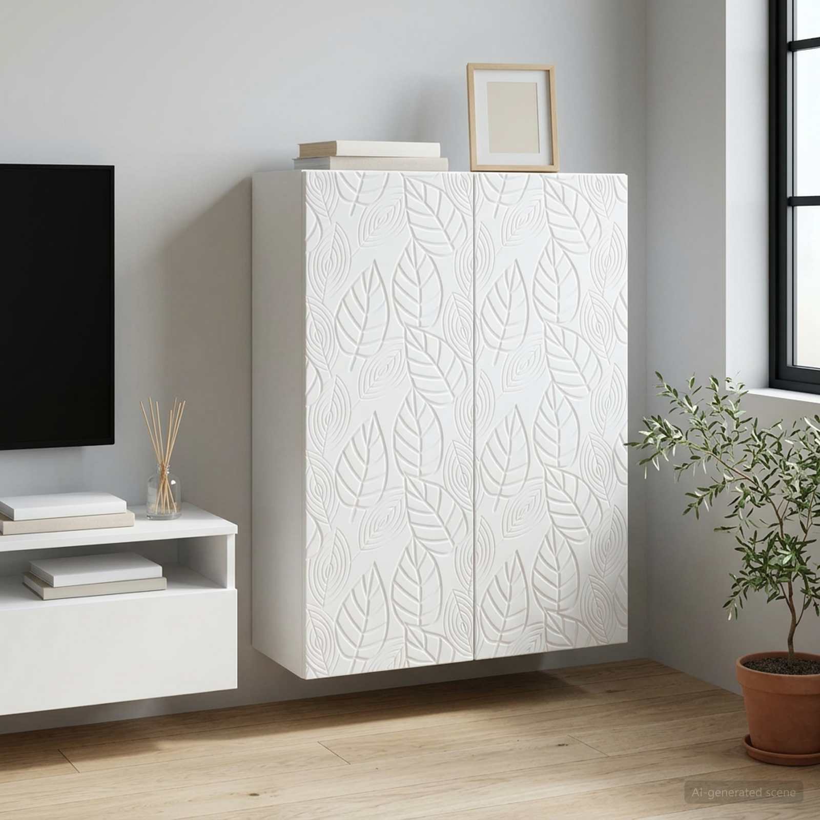 vidaXL Wall-Mounted Cabinet White 66 x 34.5 x 90 cm Engineered Wood 1