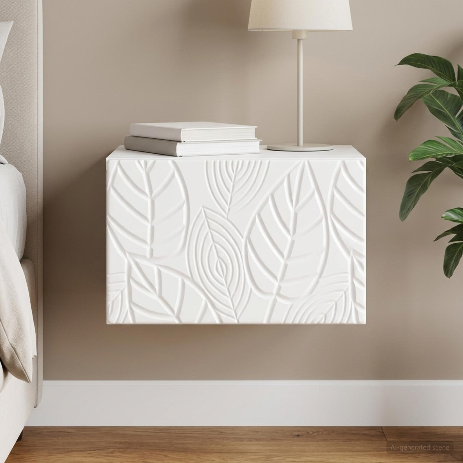 vidaXL Wall-Mounted Side Table High Gloss White 34.5 x 33 x 20 cm 1