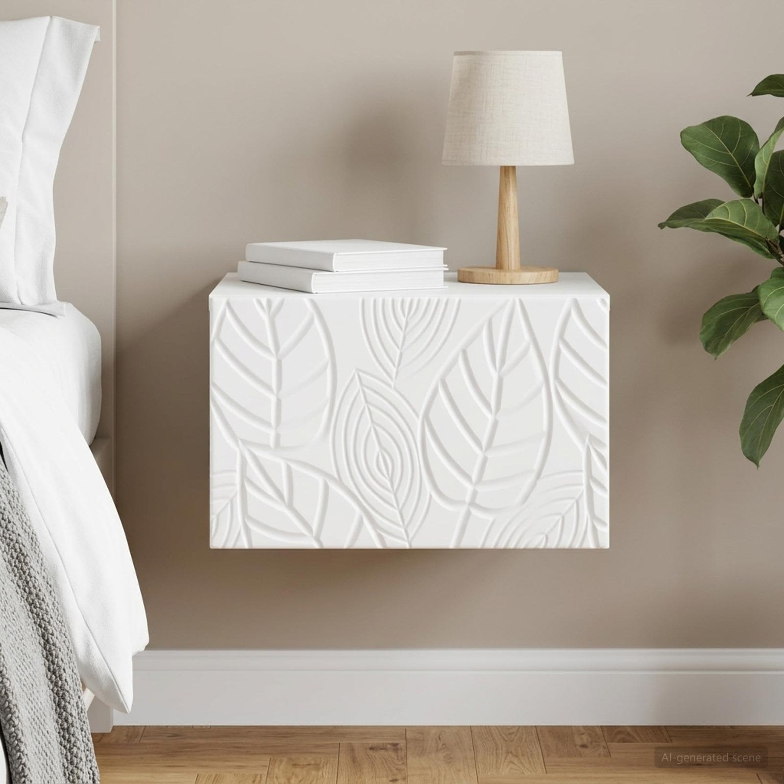 vidaXL Wall-Mounted Bedside Cabinet White 49 x 34.5 x 20 cm 1