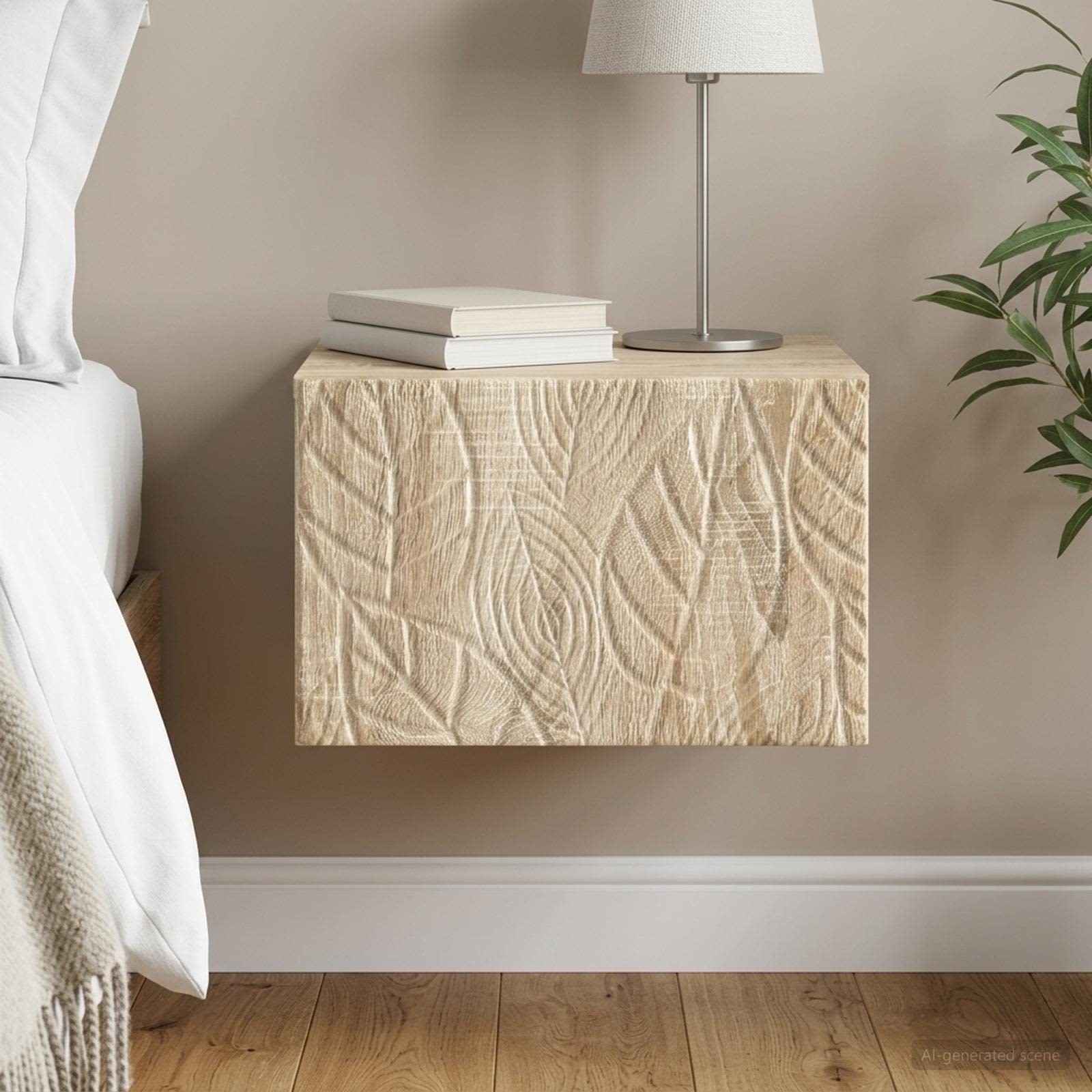 vidaXL Wall-Mounted Bedside Cabinet Sonoma Oak 49 x 34.5 x 20 cm 1