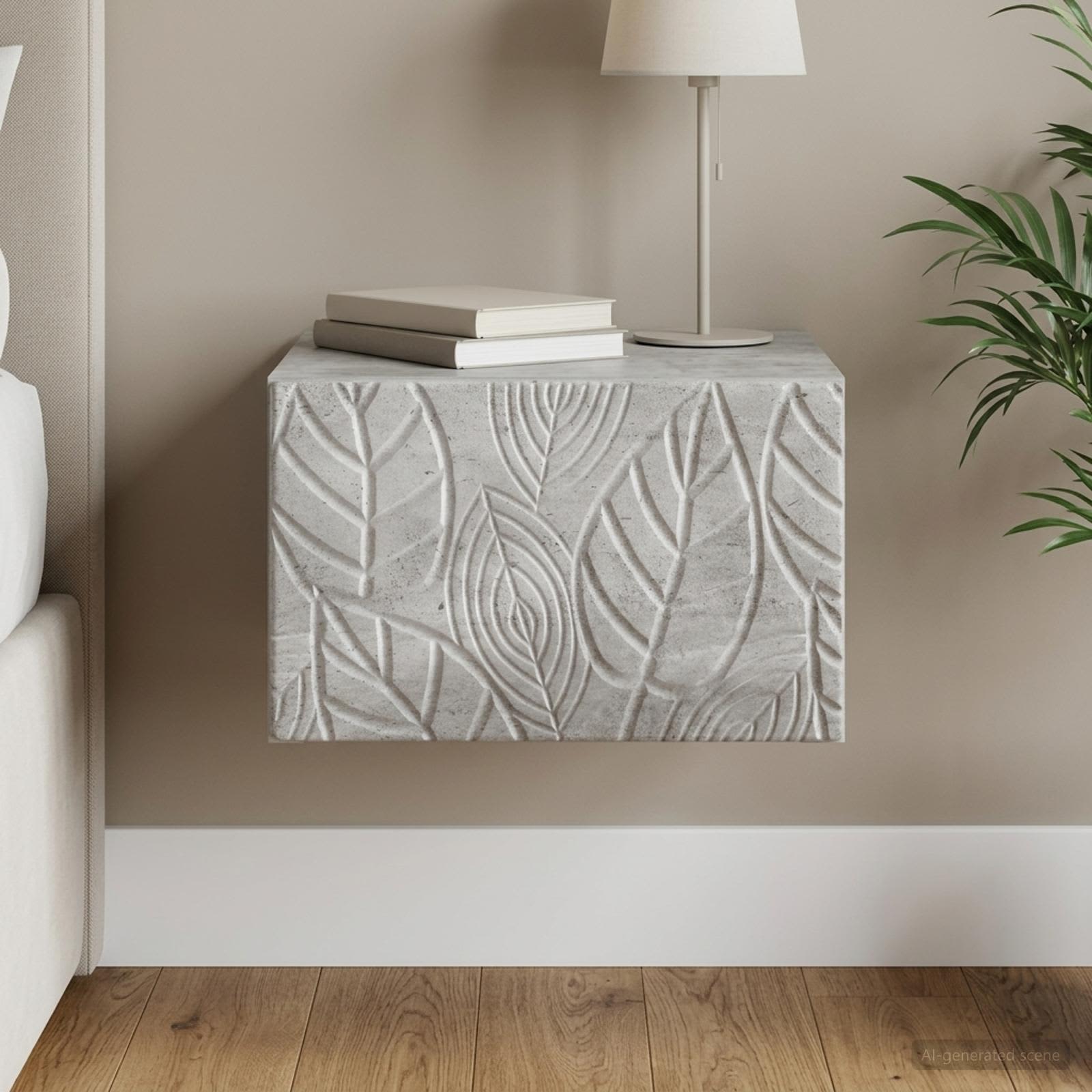 vidaXL Wall-Mounted Bedside Cabinet Concrete Grey 49 x 34.5 x 20 cm 1