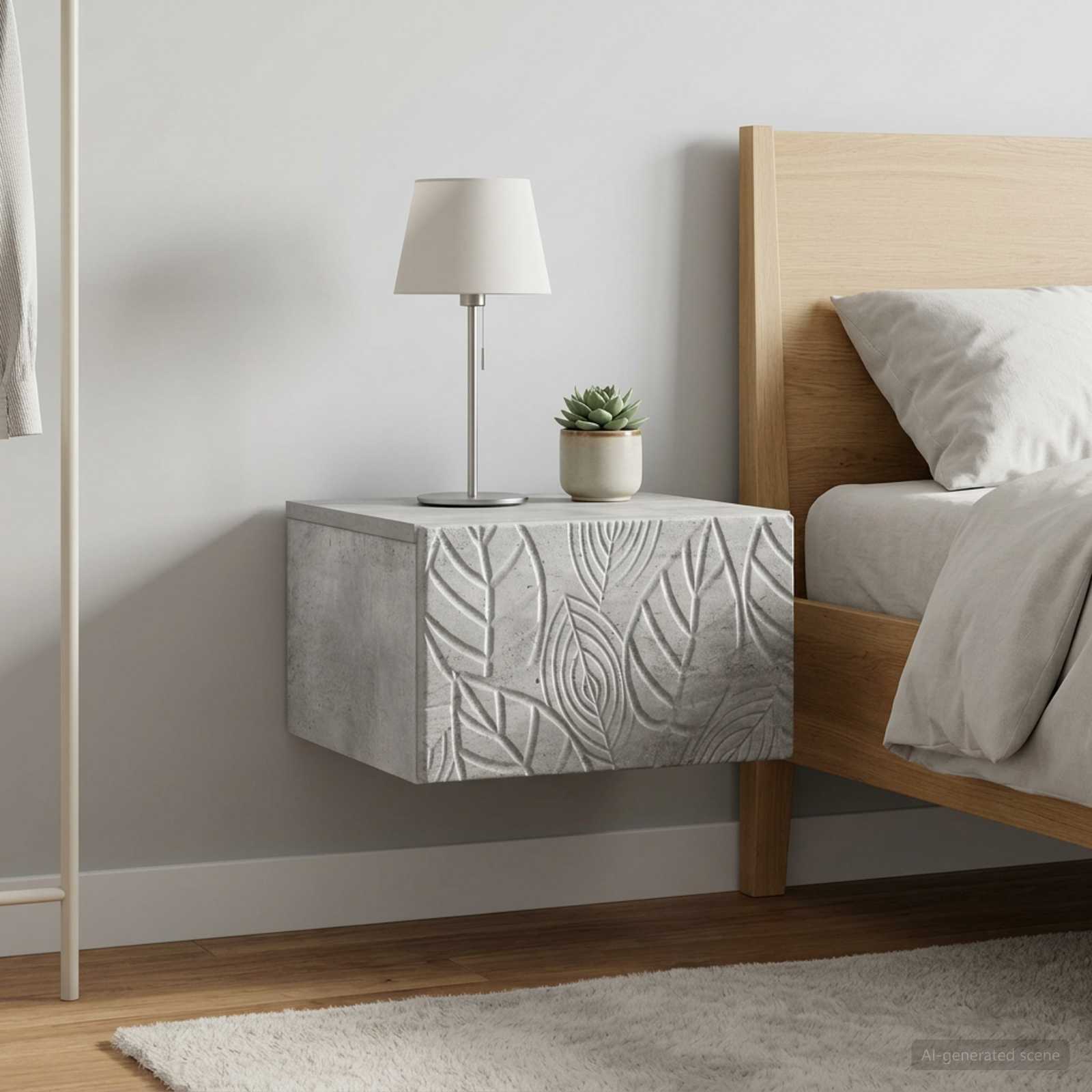vidaXL Wall-Mounted Bedside Cabinet 2 pcs Concrete Grey 1