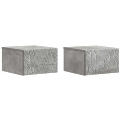 vidaXL Wall-Mounted Bedside Cabinet 2 pcs Concrete Grey 2