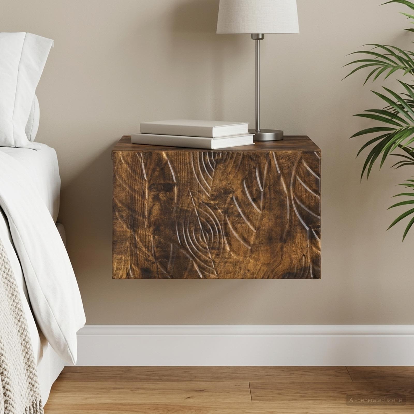 vidaXL Wall-Mounted Bedside Cabinet Smoked Oak 49 x 34.5 x 20 cm 1