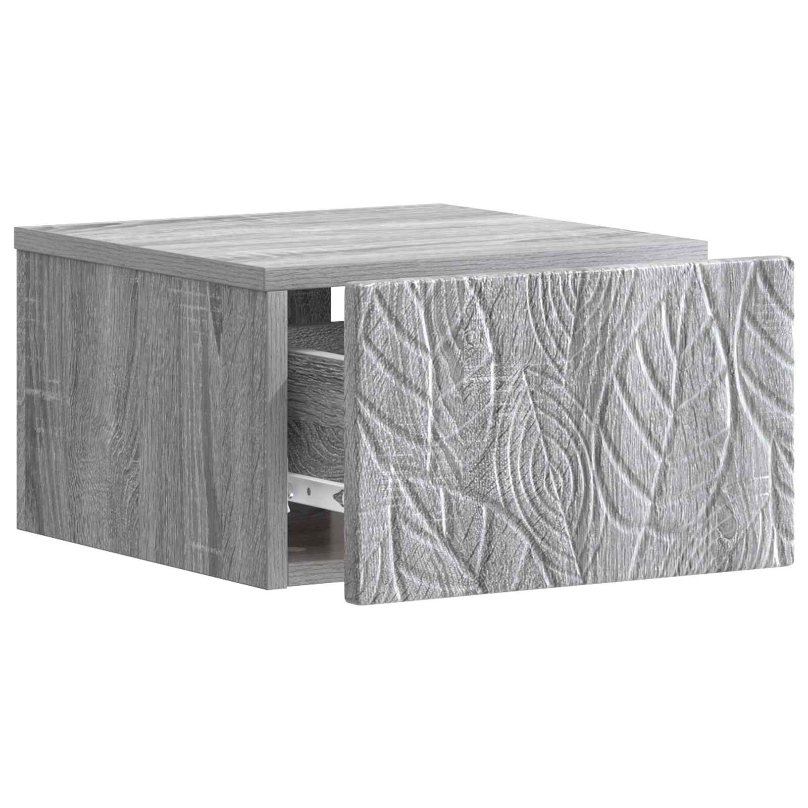vidaXL Wall-Mounted Bedside Cabinet Grey Sonoma 49 x 34.5 x 20 cm 3