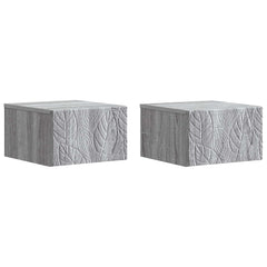 vidaXL Wall-Mounted Bedside Cabinet 2 pcs Grey Sonoma 2