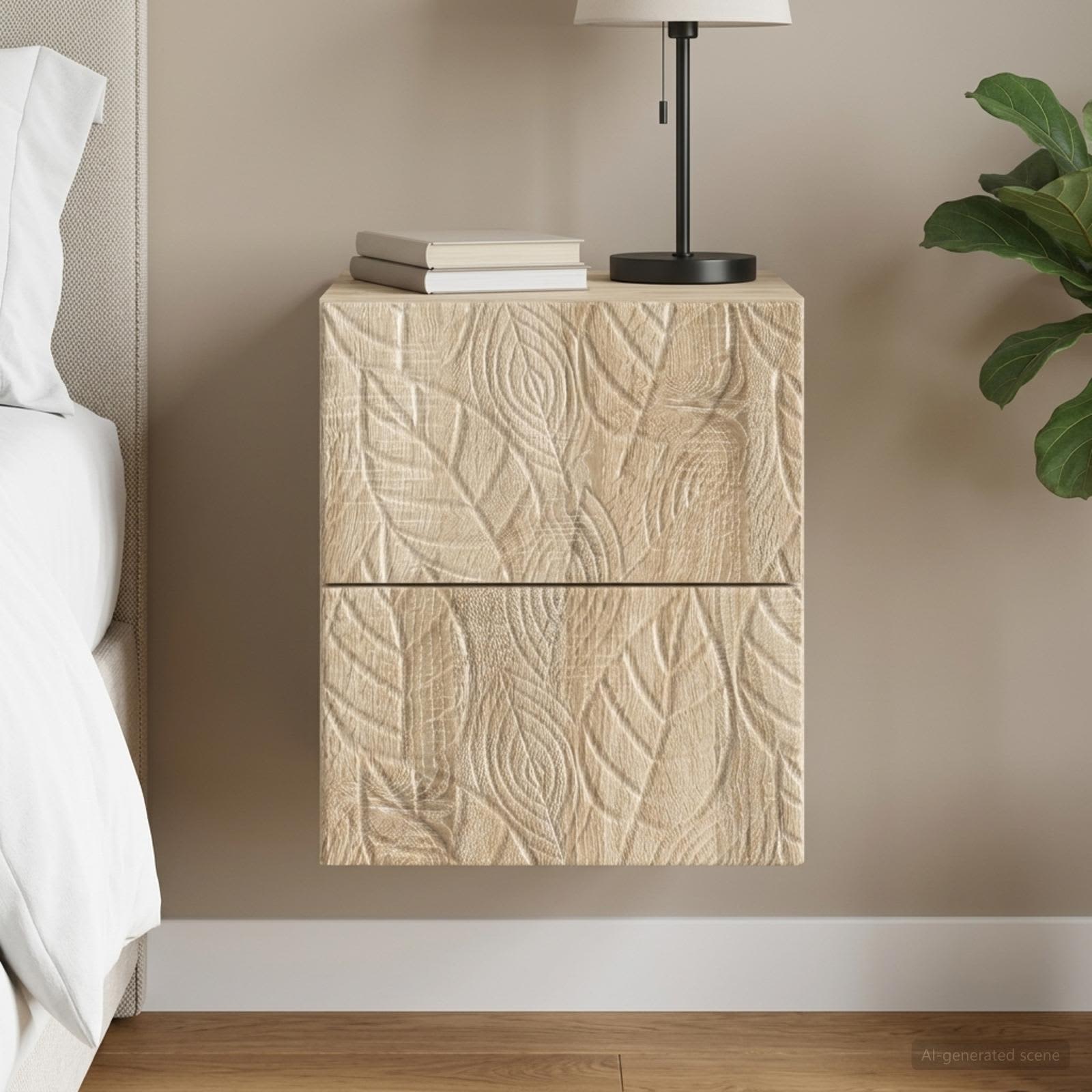 vidaXL Wall-Mounted Bedside Cabinet Sonoma Oak 34.5 x 33 x 40 cm 1