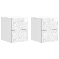 vidaXL Wall-Mounted Bedside Cabinet 2 pcs High Gloss White 2