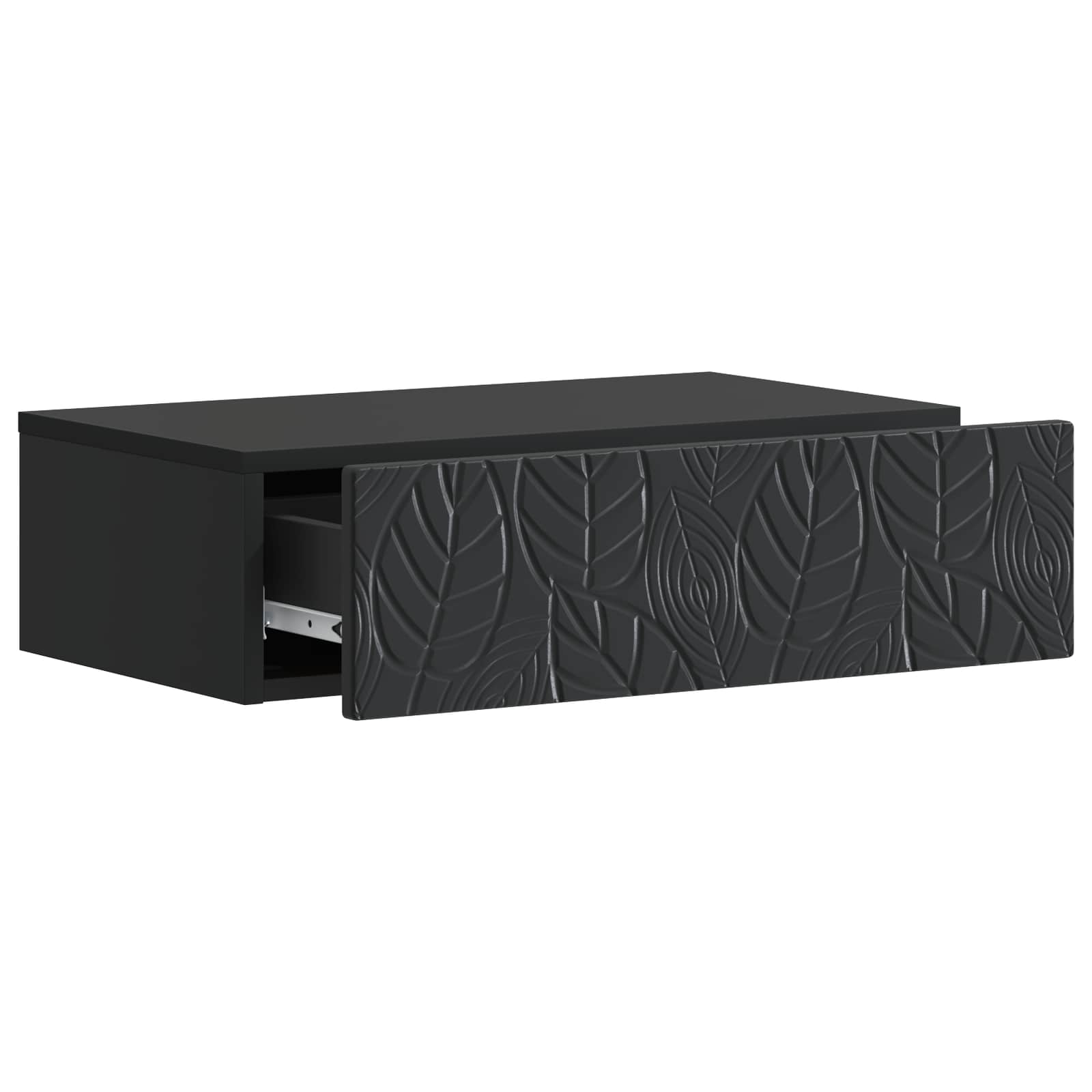 vidaXL Wall-Mounted Side Table 59 x 34.5 x 17 cm Engineered Wood Black 3