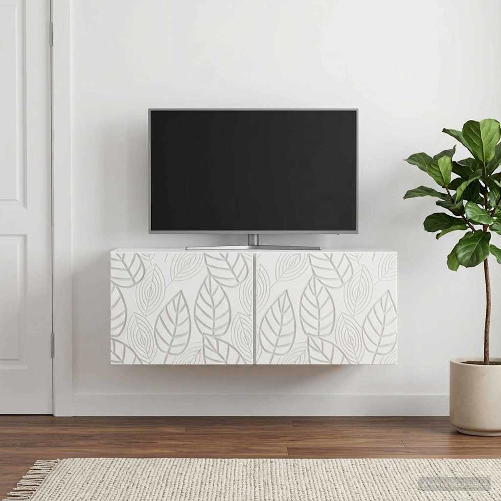 vidaXL Wall-Mounted TV Cabinet 98 x 41 x 30 cm White Engineered Wood 3