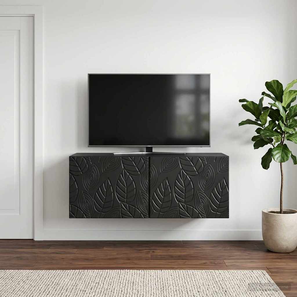 vidaXL Wall-Mounted TV Cabinet 59.5 x 31 cm Black Engineered Wood 3