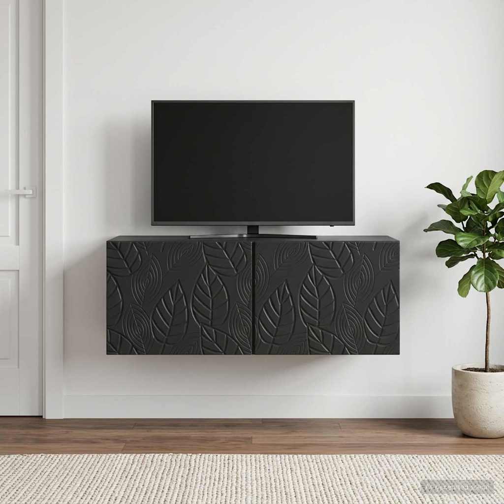 vidaXL Wall-Mounted TV Cabinet 98 x 31 cm Black Engineered Wood 3