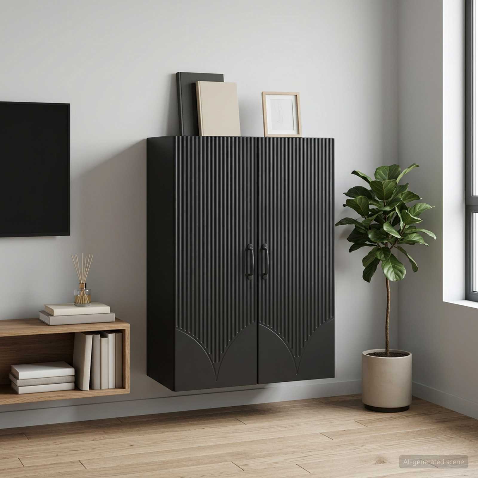 vidaXL Wall-Mounted Cabinet 66 x 34.5 x 90 cm Engineered Wood Black 1