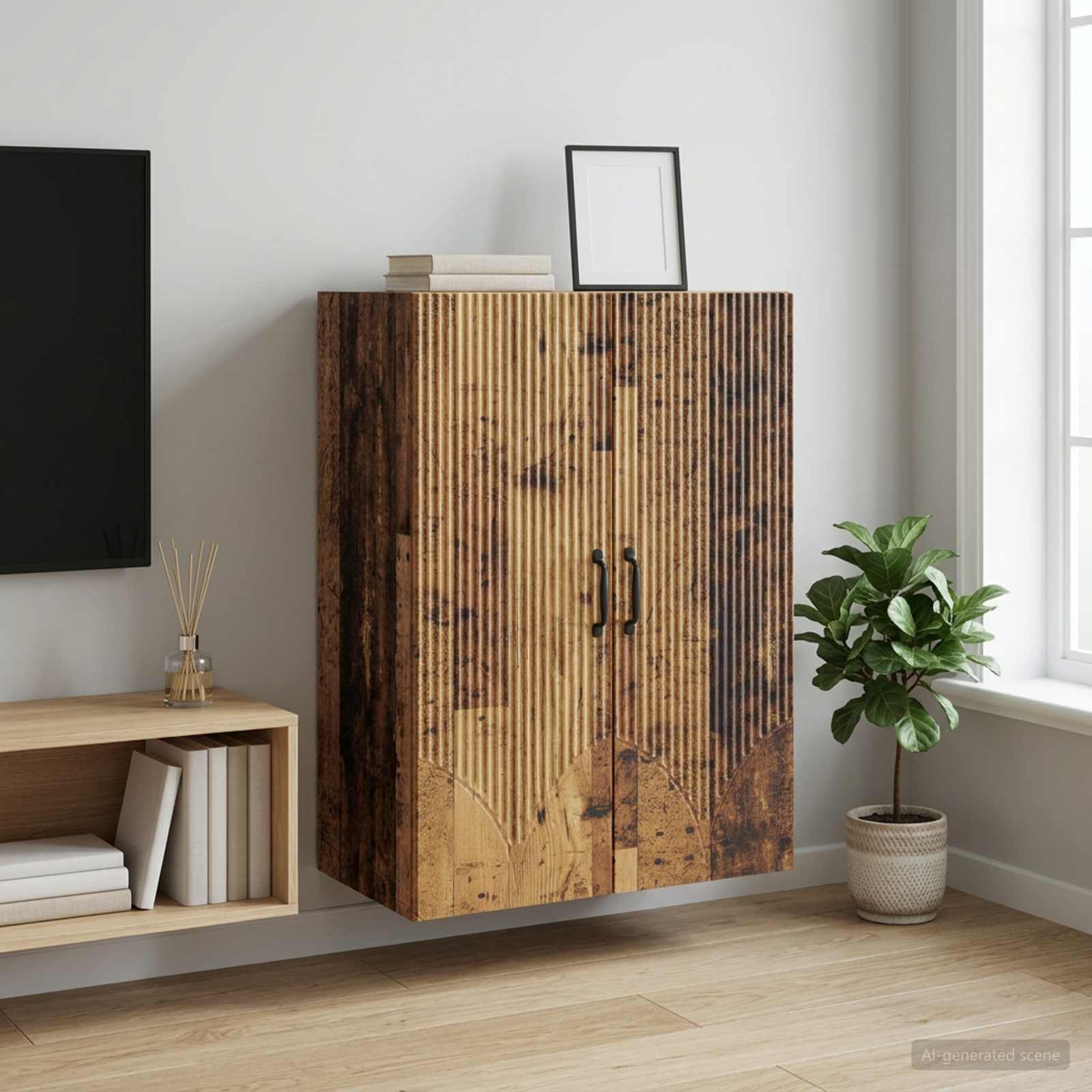vidaXL Wall-Mounted Cabinet 66 x 34.5 x 90 cm Engineered Wood Old Wood 1