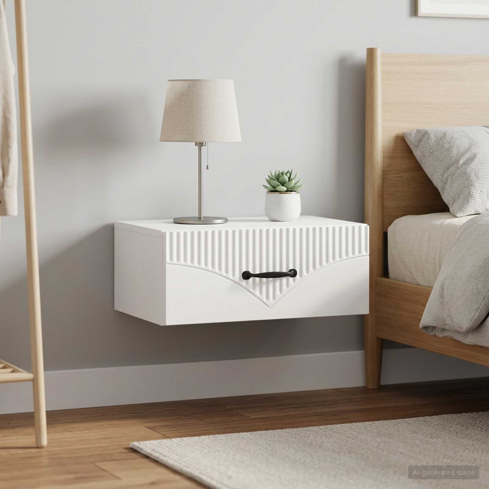 vidaXL Wall-Mounted Bedside Cabinet 2 pcs White 49 x 34.5 x 20 cm 4