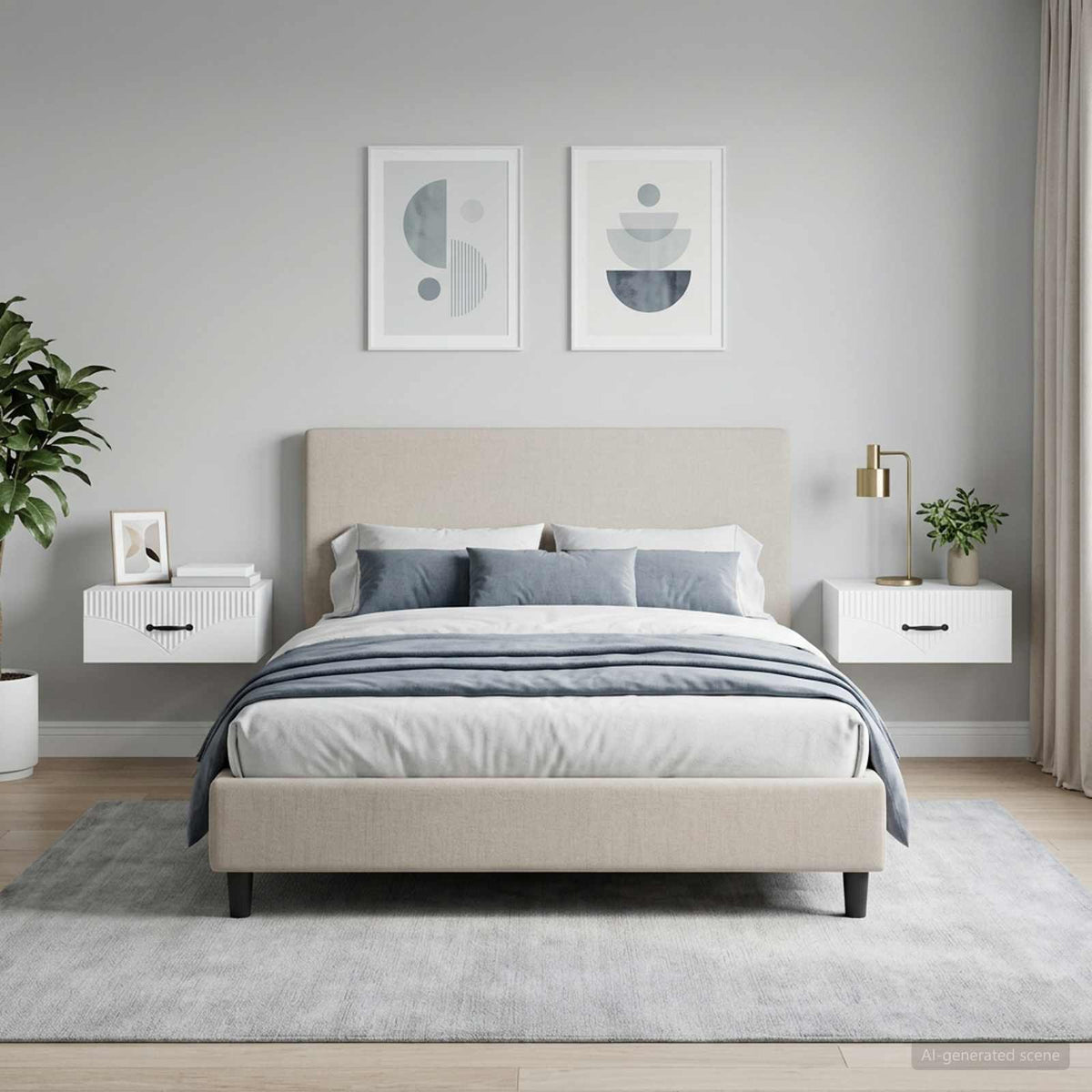 Wall-Mounted Bedside Cabinet in White