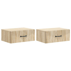 vidaXL Wall-Mounted Bedside Cabinet 2 pcs Sonoma Oak 49 x 34.5 x 20 cm 2