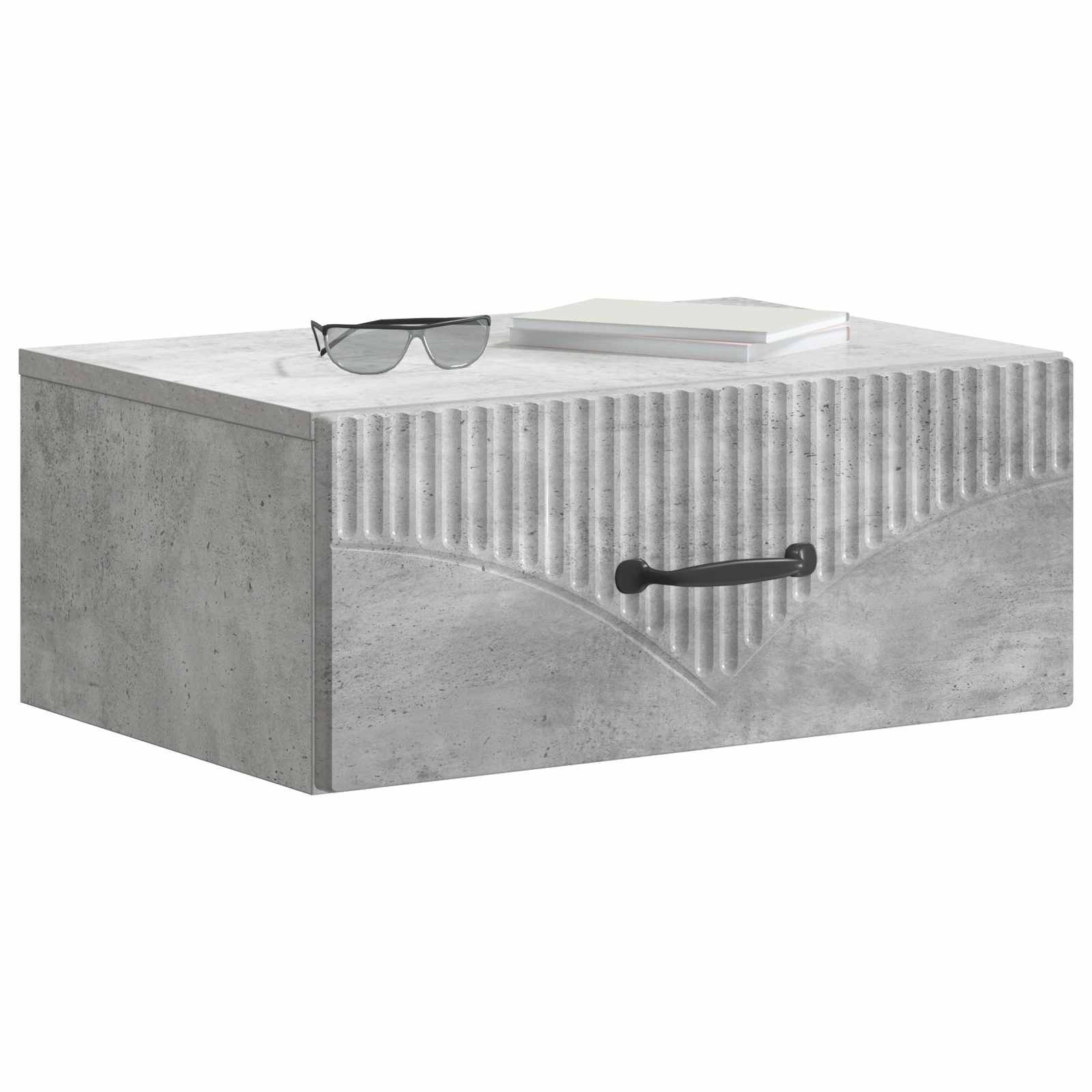 vidaXL Wall-Mounted Bedside Cabinet Concrete Grey 49 x 34.5 x 20 cm 3