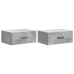 vidaXL Wall-Mounted Bedside Cabinet 2 pcs Concrete Grey 2