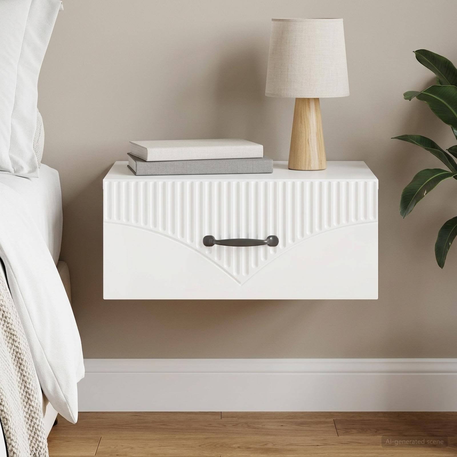 vidaXL Wall-Mounted Bedside Cabinet High Gloss White 49 x 34.5 x 20 cm 1