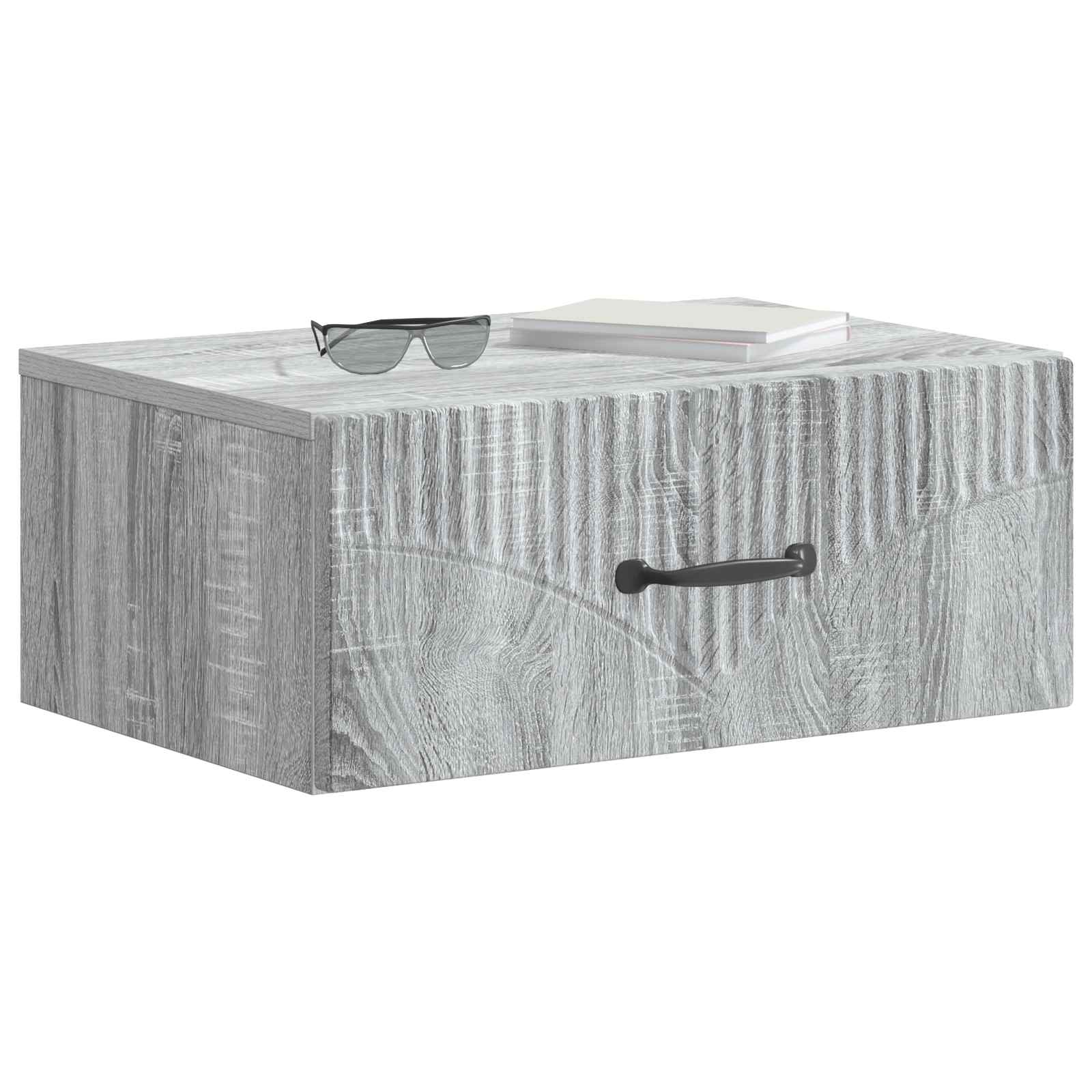 vidaXL Wall-Mounted Bedside Cabinet 2 pcs Grey Sonoma 3