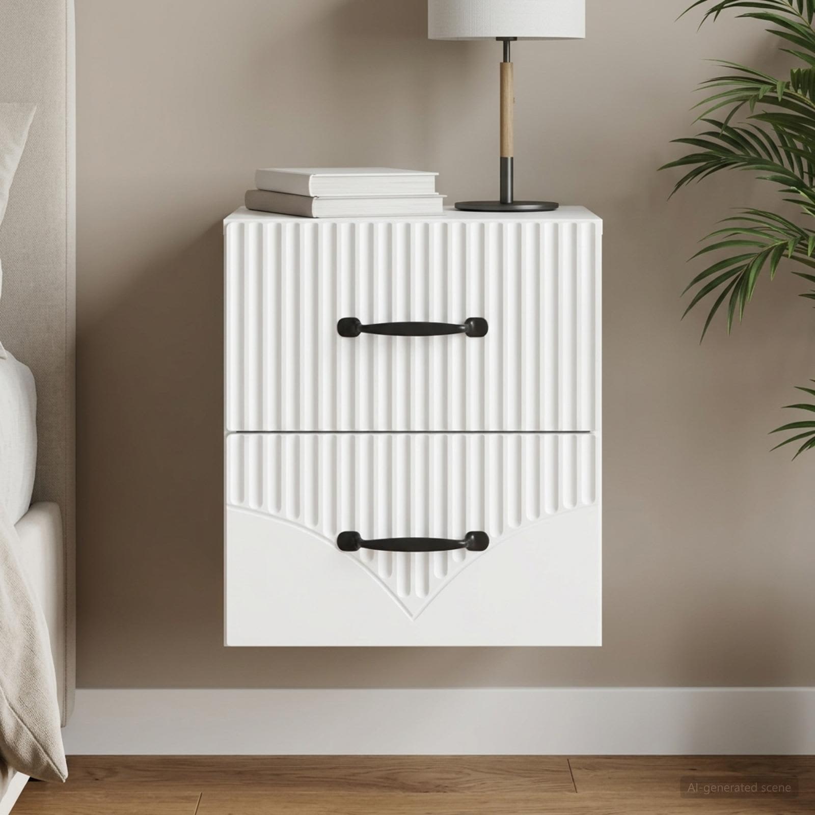 vidaXL Wall-Mounted Bedside Cabinet White 34.5 x 33 x 40 cm 1