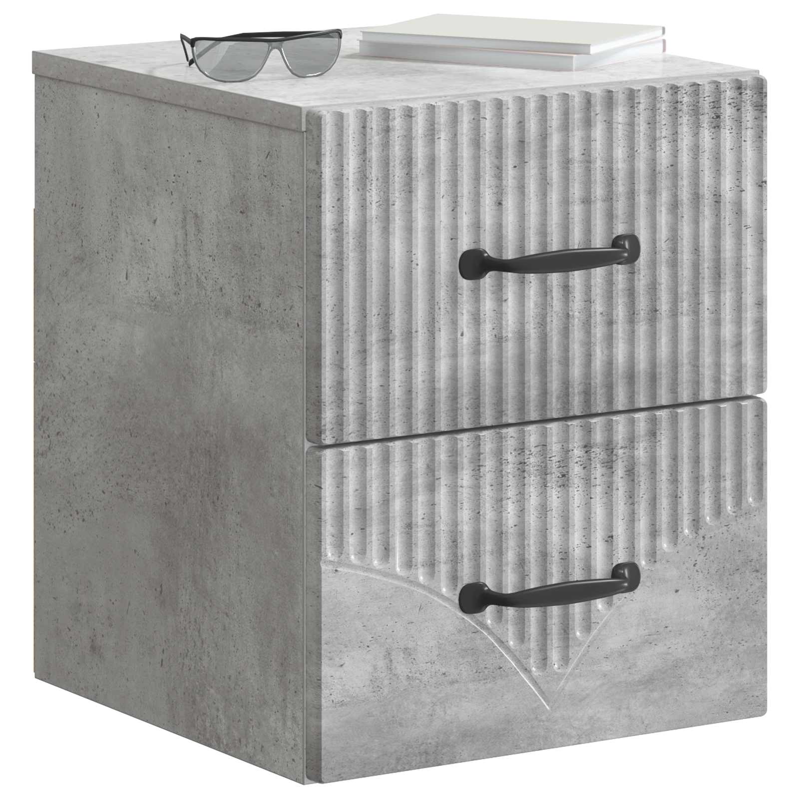 vidaXL Wall-Mounted Bedside Cabinet Concrete Grey 34.5 x 33 x 40 cm 3