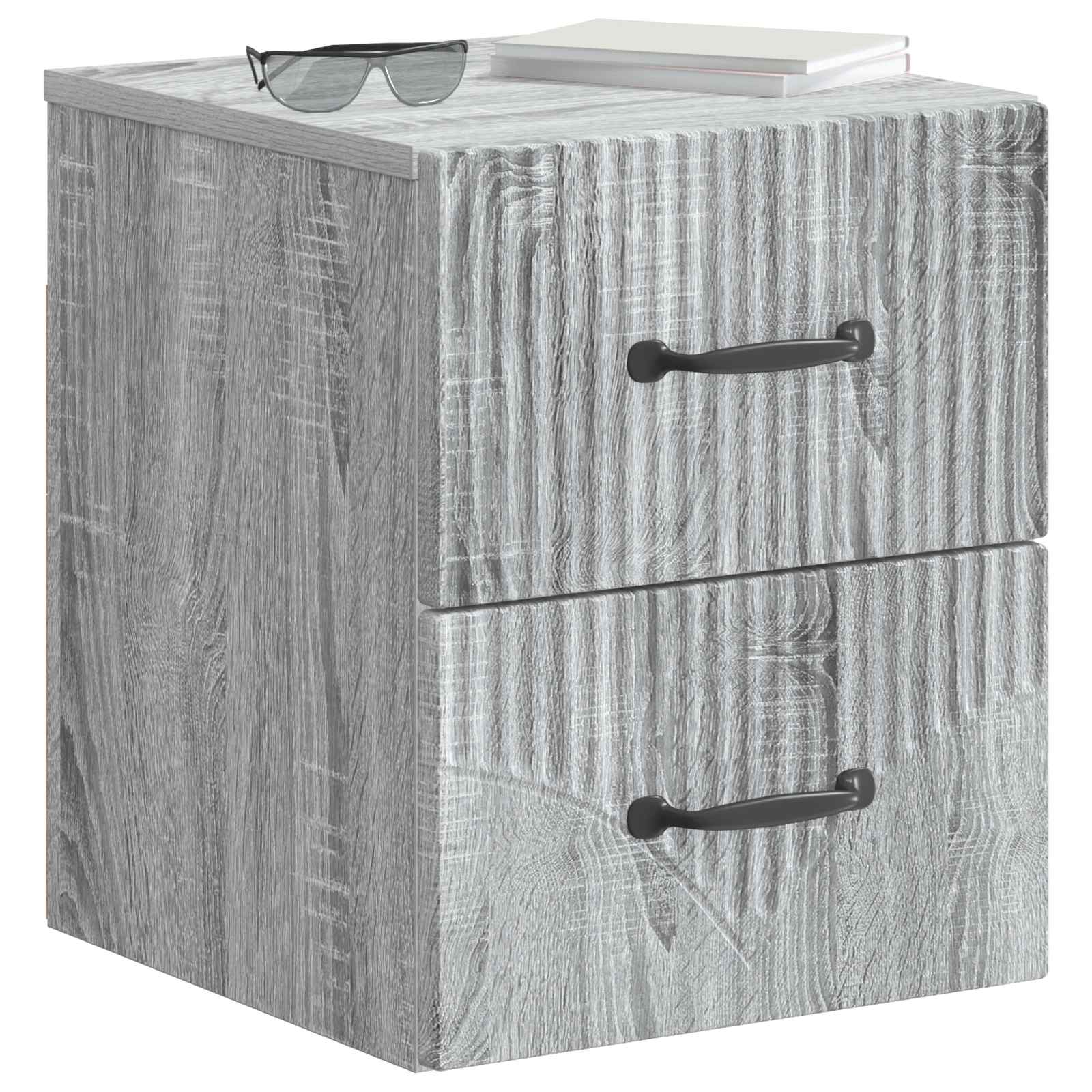 vidaXL Wall-Mounted Bedside Cabinet Grey Sonoma 34.5 x 33 x 40 cm 3