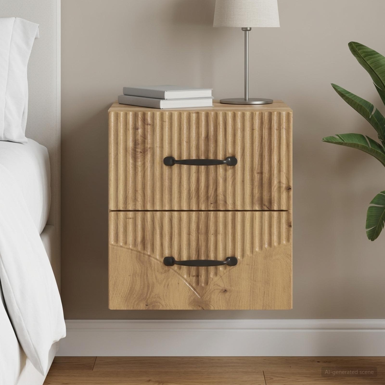 vidaXL Wall-Mounted Bedside Cabinet Artisan Oak 34.5 x 33 x 40 cm 1