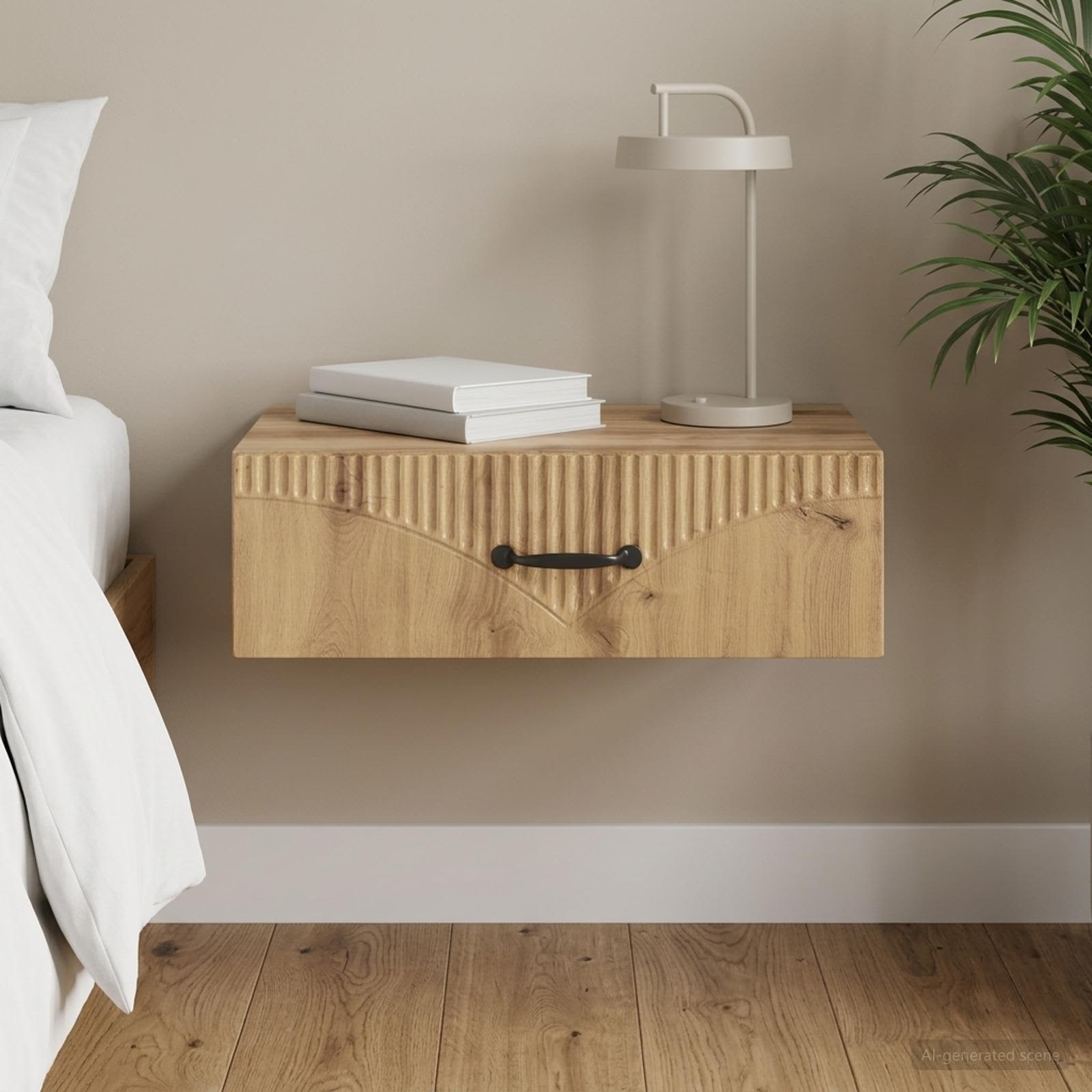 vidaXL Wall-Mounted Side Table 59 x 34.5 x 17 cm Engineered Wood 1