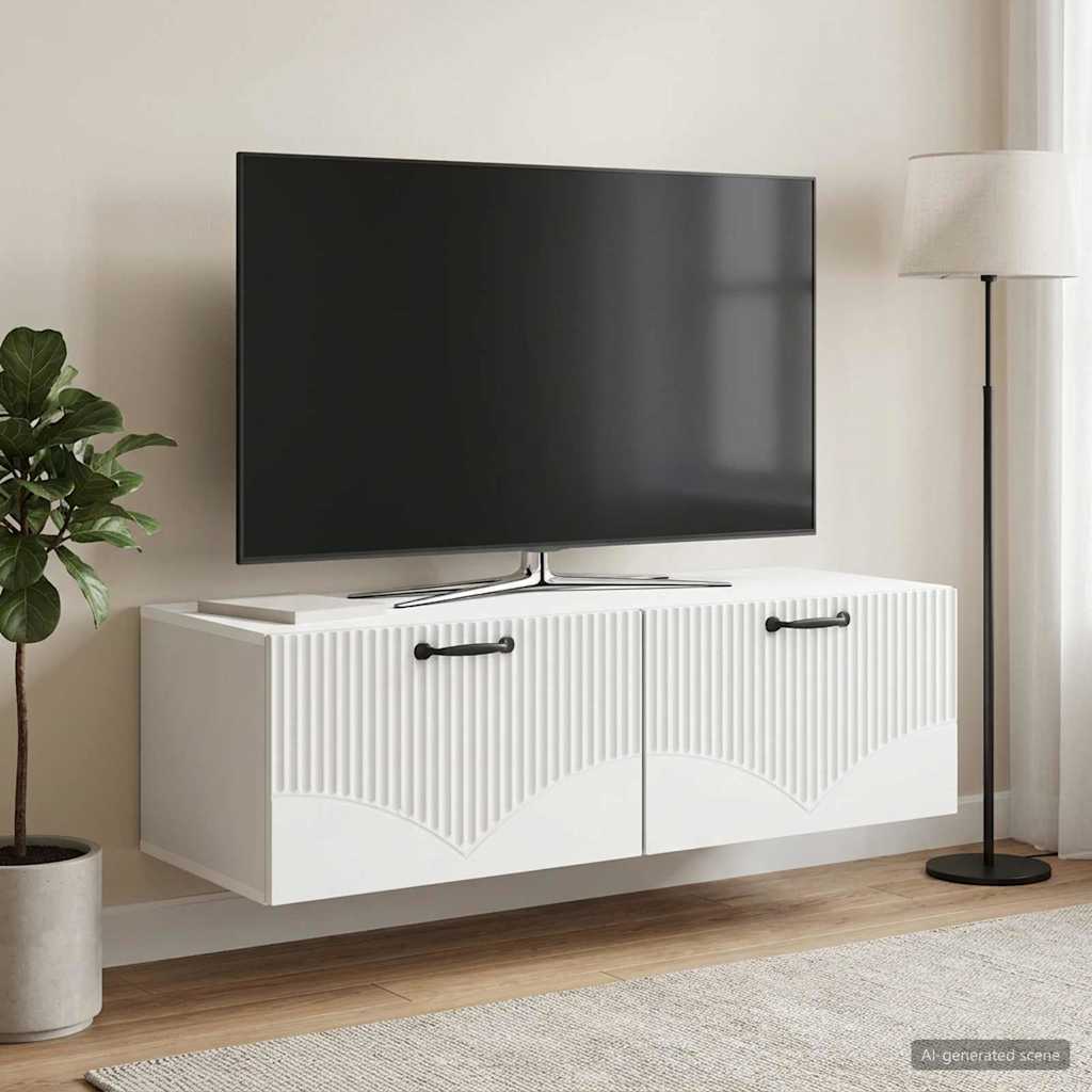 vidaXL Wall-Mounted TV Cabinet White 98 x 41 x 30 cm Engineered Wood 1