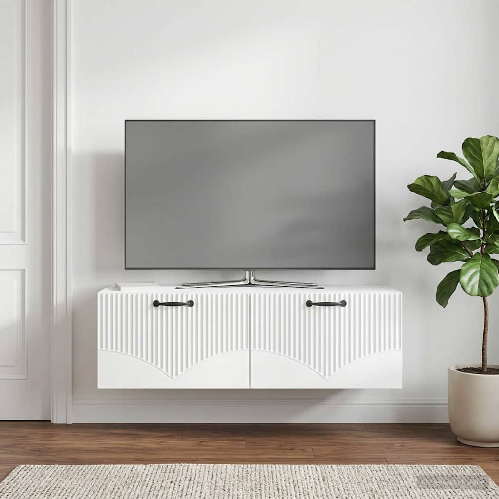 vidaXL Wall-Mounted TV Cabinet White 98 x 41 x 30 cm Engineered Wood 4