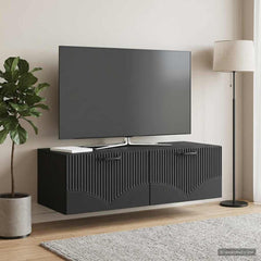 vidaXL Wall-Mounted TV Cabinet Black 98 x 41 x 30 cm Engineered Wood 4