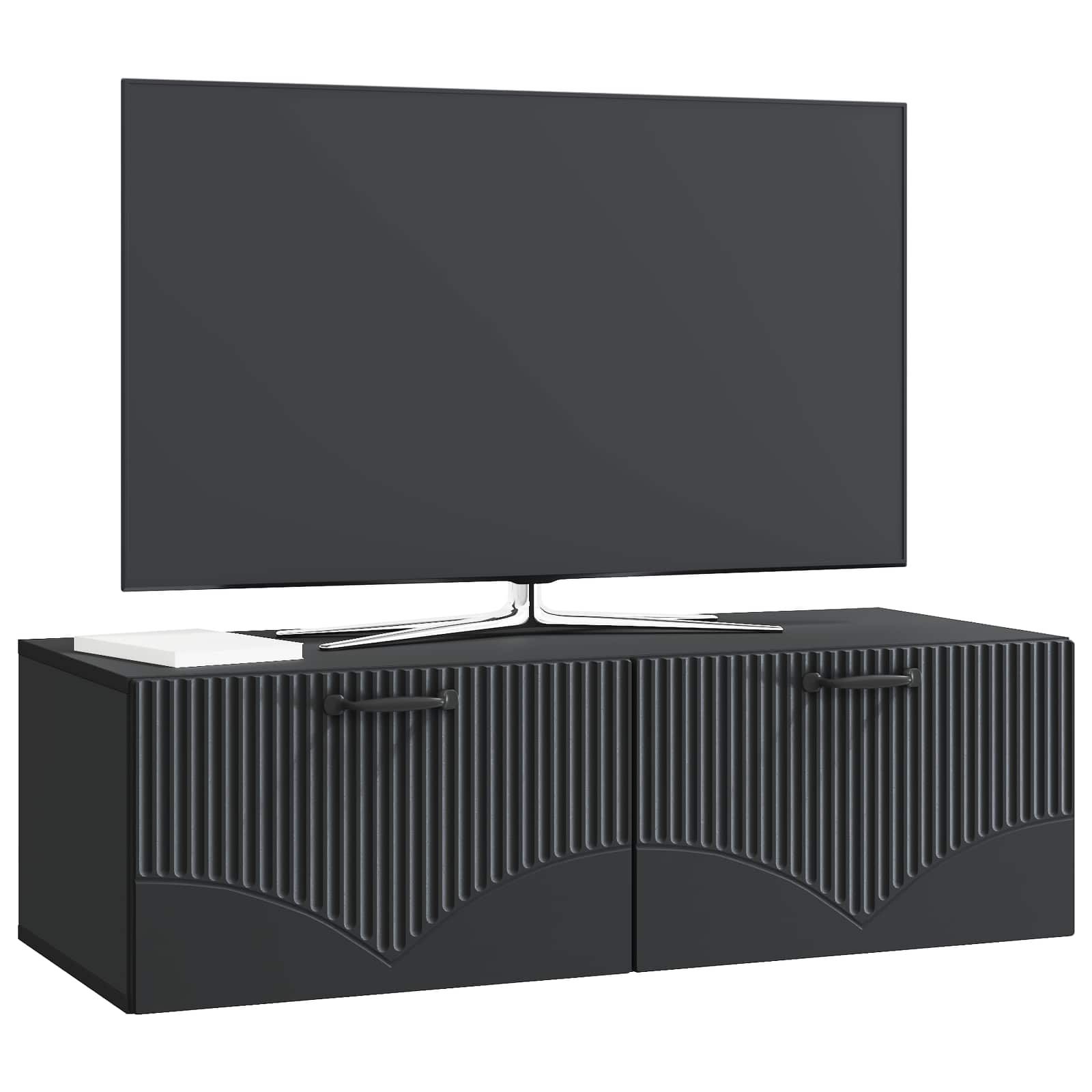 vidaXL Wall-Mounted TV Cabinet Black 98 x 41 x 30 cm Engineered Wood 3