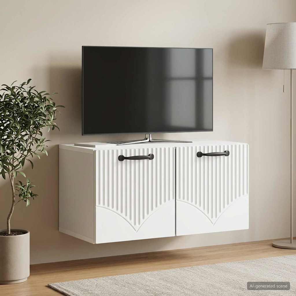 vidaXL Wall-Mounted TV Cabinet White 59.5 x 31 x 30 cm Engineered Wood 4