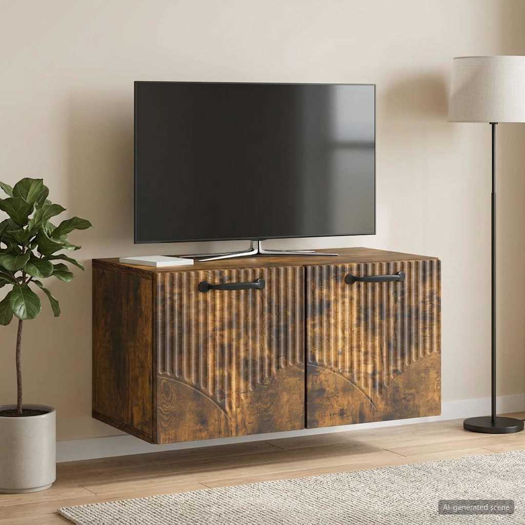 vidaXL Wall-Mounted TV Cabinet Smoked Oak 59.5 x 31 x 30 cm 1