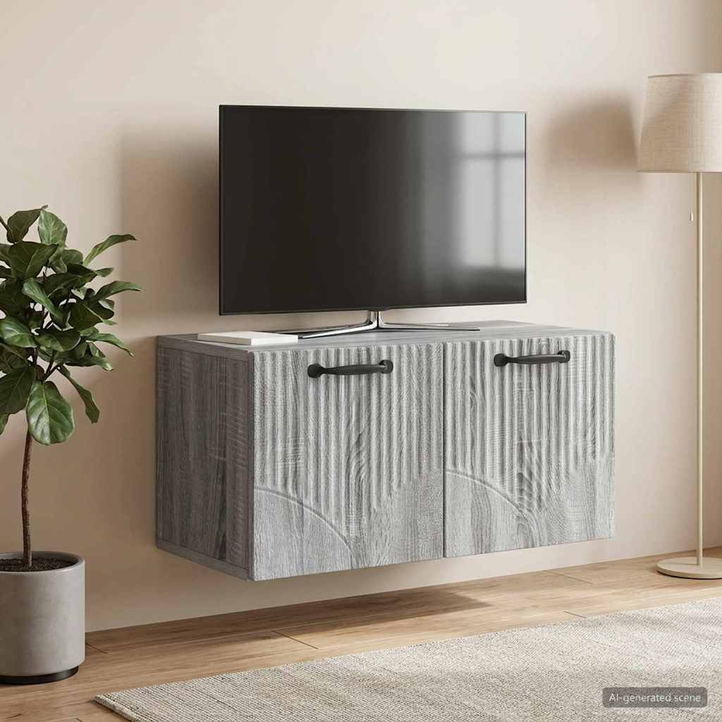 vidaXL Wall-Mounted TV Cabinet Grey Sonoma 59.5 x 31 x 30 cm 4