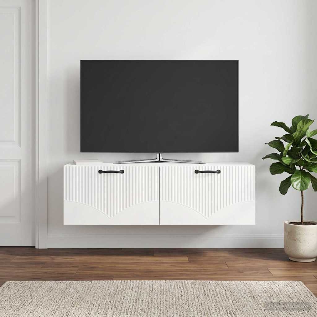 vidaXL Wall-Mounted TV Cabinet High Gloss White 98 x 31 x 30 cm 1