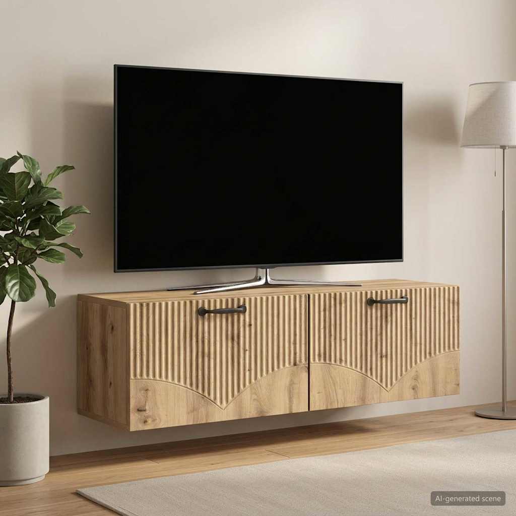 Wall-Mounted TV Cabinet 98 x 31 x 30 cm Artisan oak