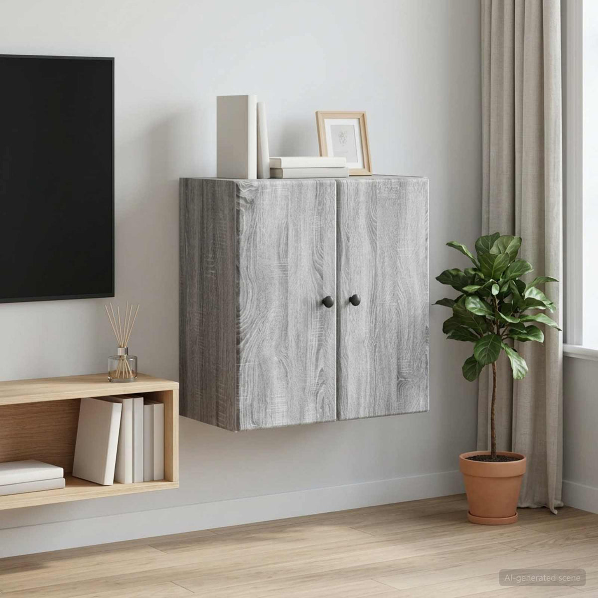 Wall-Mounted Cabinet 59 x 31 x 60 cm Engineered Wood Grey sonoma