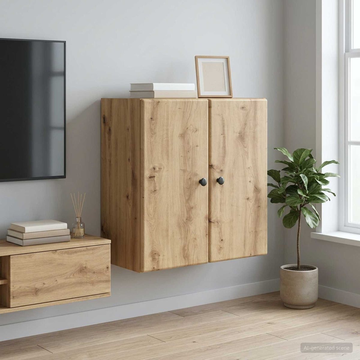 Wall-Mounted Cabinet 59 x 31 x 60 cm Engineered Wood Artisan oak