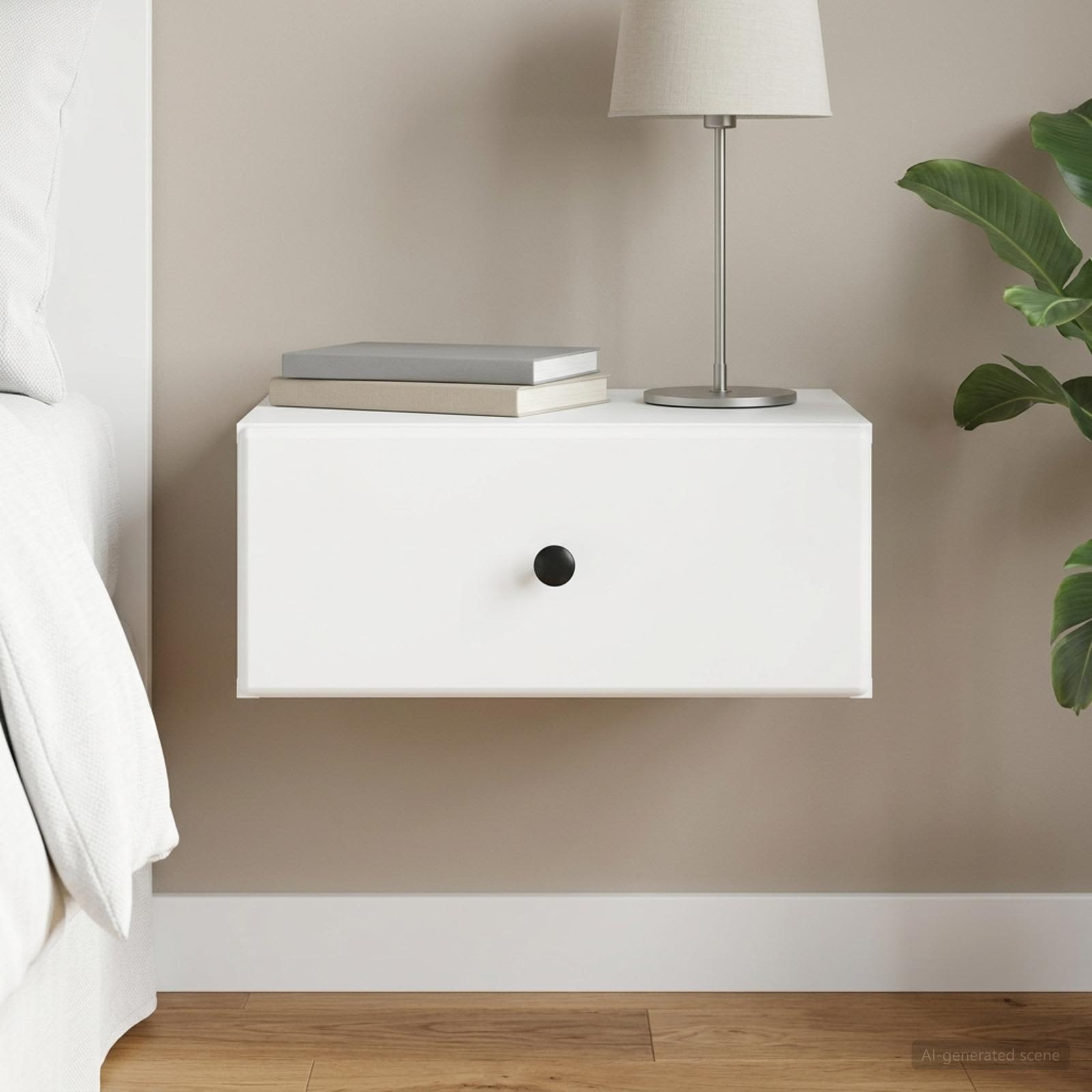 vidaXL Wall-Mounted Bedside Cabinet White 49 x 34.5 x 20 cm 1