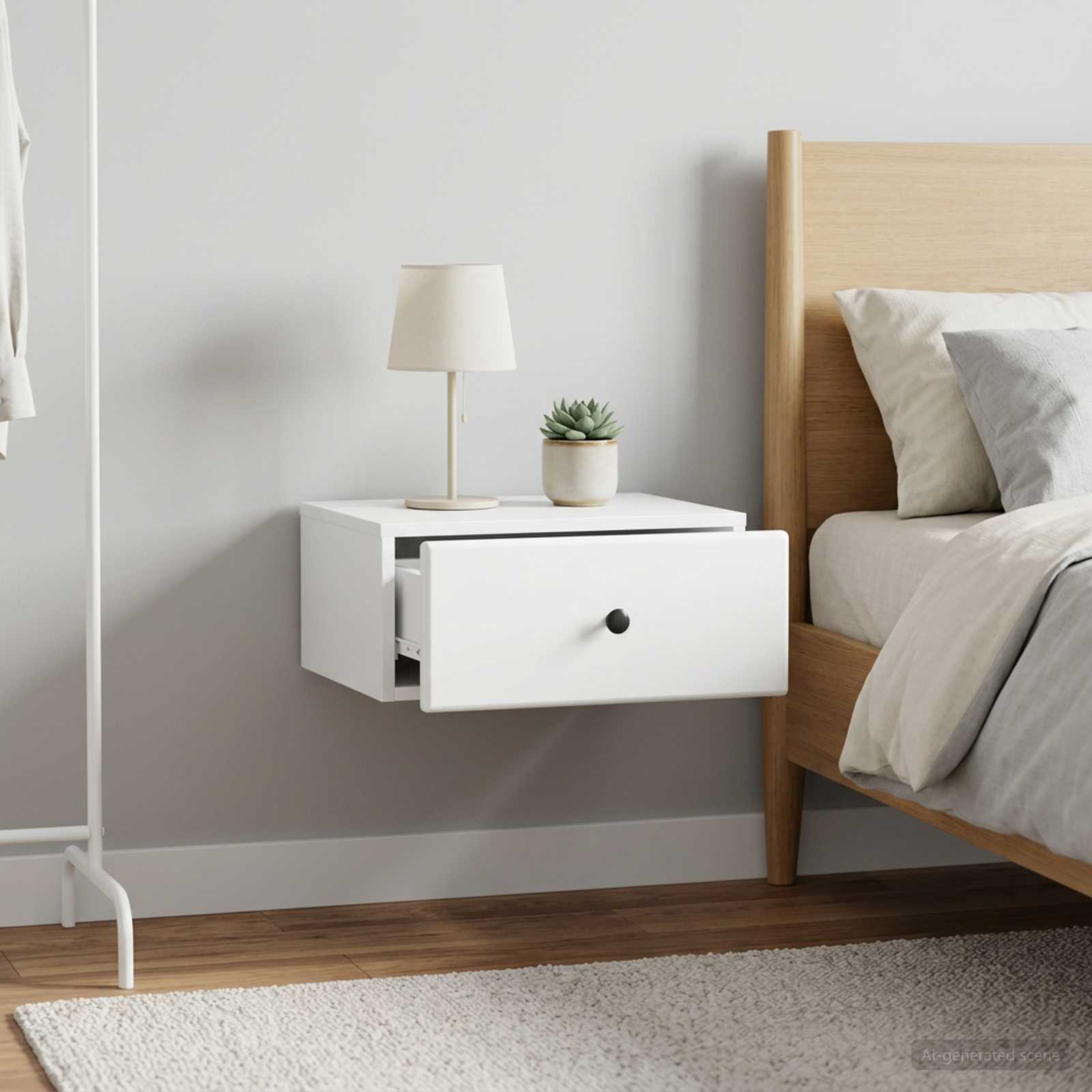 vidaXL Wall-Mounted Bedside Cabinet 2 pcs White 49 x 34.5 x 20 cm 1